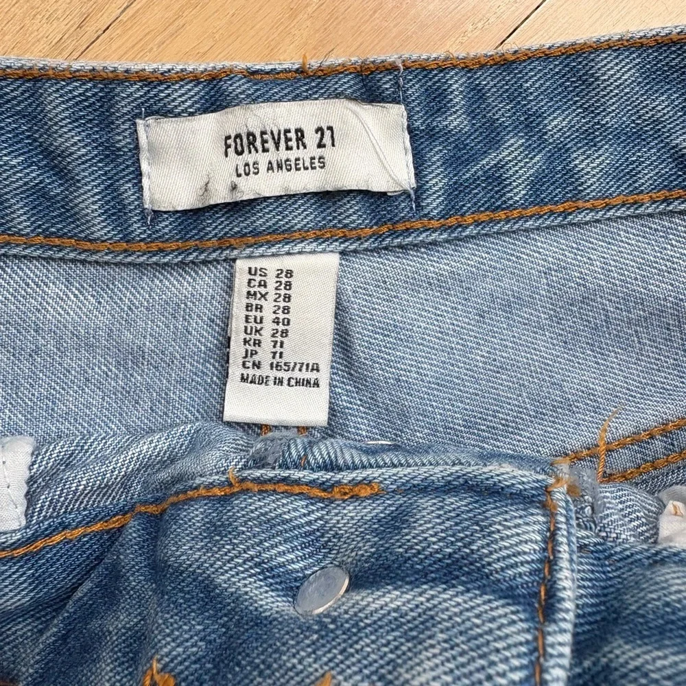 Forever 21 Blue Jean Shorts High-Waisted Distressed - Picture 2 of 3